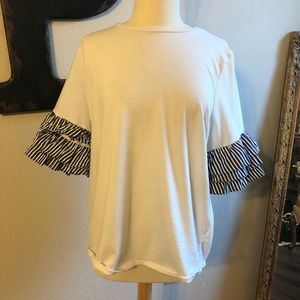 White Ruffle Sleeve Top